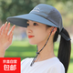 大檐沿太陽帽子女夏天遮陽帽騎車防風(fēng)薄透氣遮臉防曬帽出游涼帽子 深藍(lán)色 可調(diào)節(jié)