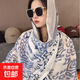 夏季優(yōu)雅氣質(zhì)女中長(cháng)外披復古民族風(fēng)防曬盤(pán)扣披肩戶(hù)外旅游包頭絲巾 青花瓷(民族風(fēng)盤(pán)扣)