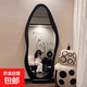 中古芒果鏡子全身穿衣鏡家用異形高級(jí)感試衣鏡網(wǎng)紅壁掛高清落地鏡 黑木紋（木托款） 160*60cm