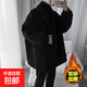毛呢夾克外套男士休閑套裝秋冬季保暖時(shí)尚穿搭配潮流衣服男裝 黑色 加厚 3XL