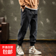 燈芯絨休閑褲男士春秋款潮牌大碼秋季2025新款運(yùn)動(dòng)褲子束腳褲 黑色 常規(guī) 2XL 建議【140-165斤】