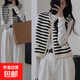 小香學(xué)院風(fēng)針織毛衣條紋馬甲背心女春秋外搭2025新款無(wú)袖坎肩上衣 1587黑條 M  【建議96斤-110斤】