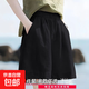 冰絲棉質(zhì)涼感舒適夏女潮流休閑時(shí)尚舒適百搭五分短褲松緊外穿KXW 【冰絲舒適短褲】黑色 L 【105-115斤】