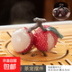 德化陶瓷 變色茶寵勵志前行兩顆可養(yǎng)禪意茶道小擺件現(xiàn)代輕奢高檔 變色水果擺件茶寵 勵志前行兩顆