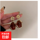 s925銀針歐美大氣復(fù)古金色耳環(huán)女2023年新款時(shí)尚名媛氣質(zhì)百搭耳飾 主圖款-焦糖色
