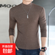 棉半高領(lǐng)打底衫男士大碼秋冬色內搭厚款長(cháng)袖青年保暖秋衣AKX 咖啡色 XL  140斤左右穿