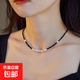 正宗新款輕奢小眾黑色水晶項(xiàng)鏈女頸鏈鎖骨鏈小銀條巴洛克珍珠 黑色水晶珍珠【項(xiàng)鏈】