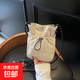 休閑手機包女時(shí)尚帆布小包單肩大容量托特通勤斜挎包水桶包 米白色