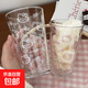 三麗鷗kt貓粉色牛奶凱蒂貓印花玻璃水杯可愛(ài)少女心果汁牛奶喝水杯 白色kt貓 450ml