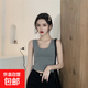 【百搭小背心】吊帶背心女百搭短款露臍運動(dòng)外穿內搭打底小背心女 單件裝：【深灰色】 大均碼【100-135斤】
