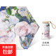 創(chuàng)意超輕油畫黑膠傘鈦金防曬折疊傘小巧便捷膠囊晴雨傘六折太 6折外花（黑膠防曬款）+白玫瑰