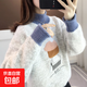 錦裳淑毛衣寬松半高領(lǐng)秋冬新款百搭套頭圓領(lǐng)針織打底毛衣ZX2 花灰色 均碼 適合體重85-135