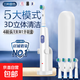 【360°包裹】旋轉式電動(dòng)牙刷 深度清潔口腔護齦防蛀牙 送禮家用男女生必備戶(hù)外旅行七夕實(shí)用好物 白色款（4刷頭+1支架+1牙刷盒）