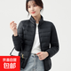 純色立領(lǐng)棉服女冬季時(shí)尚修身保暖棉襖外套氣質(zhì)百搭輕薄內搭棉衣J 黑色 3XL （105-120斤）