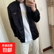 春秋美式高街網(wǎng)紅同款外套男士痞帥立領(lǐng)簡(jiǎn)約潮牌夾克修身顯瘦褂子 黑色 XL 【建議120-135斤】