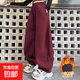 女童加絨褲子2025秋冬新款兒童運動(dòng)休閑衛褲加厚一體絨女孩香蕉褲 CSP-T93【紅色】 150