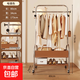 中古風(fēng)衣帽架可移動(dòng)衣架落地掛衣架臥室晾衣架床邊晚上放衣神器 80cm電鍍棕（升級出口品質(zhì)）