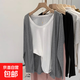 早秋薄款灰色開(kāi)衫外套女春秋配吊帶針織空調罩衫防曬外搭上衣8018 灰色 寬松薄外套 XL 建議115-125斤