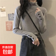 秋冬新款簡(jiǎn)約基礎色百搭高領(lǐng)打底針織衫修身顯瘦長(cháng)袖套頭毛衣女生 灰色 M
