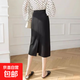 后開(kāi)叉西裝半身裙女春秋2025新款高腰顯瘦a字一步裙中長(cháng)款包臀裙 6901極簡(jiǎn)黑#后開(kāi)叉西裝半身裙 2XL (推薦【125-135斤】)
