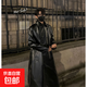 黑色痞帥pu皮風(fēng)衣男款2025新款謝爾比大衣中長款高級感英倫風(fēng)外套 20208-A1129黑色 L 【建議130-145斤】