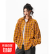 夏季多巴胺黃色格子襯衫女男早秋寬松休閑慵懶風(fēng)百搭襯衣外套情侶 黃色 2XL