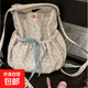 2025新款帆布包碎花學(xué)生黨雙肩包韓系慵懶風(fēng)可愛單肩斜挎包大容量 米黃色小碎花雙肩包