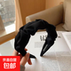 韓版高顱頂寬邊頭箍網(wǎng)紅壓發(fā)發(fā)卡東大門純色褶皺頭飾發(fā)夾夾子 黑色