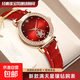 2025新款潮流女士腕表星點刻度表盤時尚非機械石英腕表皮革表帶 【羅馬刻度】金殼白面