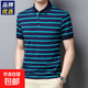 純棉條紋polo衫男翻領(lǐng)短袖t恤夏季新款中青年商務(wù)休閑上衣 BY8819 藍蘭 2XL （135-150斤）