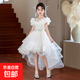 女童禮服公主裙2025新款走秀鋼琴主持人演出裙子夏季兒童連衣裙夏 2821白色短袖 130