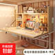 宿舍床上桌置物架折疊電腦桌書(shū)桌學(xué)生簡(jiǎn)易上下鋪懸空可固定學(xué)習桌 LED燈折疊款-橡木色