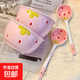 草莓陶瓷碗勺家用高顏值米飯碗少女心甜品碗釉下彩餐具套裝 【4件套】淺粉草莓2碗2勺