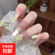 抹茶雞蛋花純手工穿戴甲夏日清新高級雕花氣質(zhì)顯白漸變新款美甲貼 抹茶雞蛋花（長t30mm左右） 1件 XS(手特別小/小小手/甲床很小）