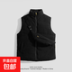 美式復古羽絨棉馬甲男女冬季寬松無(wú)袖坎肩保暖背心外套 黑色 3XL 【建議165-180斤】