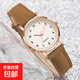 手表女考試靜音熒光點(diǎn)簡(jiǎn)約數字小清新休閑手表磨砂皮腕表 駝色