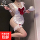 甜美性感蕾絲蝴蝶結女仆角色扮演免脫套裝 白色套裝 均碼