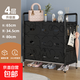 鞋架子防塵家用門(mén)口簡(jiǎn)易多層耐用結實(shí)鞋柜大容量出租屋宿舍收納架 黑花防塵款【4層3門(mén)】帶4掛鉤