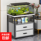 魚(yú)缸架魚(yú)缸專(zhuān)用架家用客廳水族箱底架鐵藝托架置物架魚(yú)缸承重強 【魚(yú)缸架收納一體】雙抽灰色