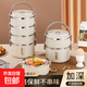 京東物流 大容量雙層保溫飯盒 加厚不銹鋼便攜密封便當(dāng)收納盒 【兩層】米白色