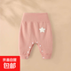 嬰兒大屁屁褲休閑長(cháng)褲春秋純棉外穿高腰褲幼兒秋褲免脫寶寶褲子 粉色 80