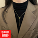 簡(jiǎn)約方塊相扣長(cháng)條吊墜項鏈配飾高級感秋冬毛衣鏈時(shí)尚百搭氣質(zhì)配飾 金色方塊項鏈