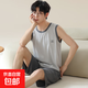 夏季涼感莫代爾男士睡衣休閑夏天家居服背心無(wú)袖款短褲套裝家居服 AM【25703】男莫代爾兩件套 XL 推薦140-160斤