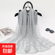 彈力亮閃閃條紋亮片復古風(fēng)長(cháng)圍巾新款女透氣幻燈絲鏈條壓皺沙灘巾 淺灰色