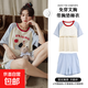 帶胸墊棉睡衣女夏款短袖短褲甜美少女防走光夏季家居服套裝 573 甜美套裝【帶一體胸墊】 L （100-120斤）
