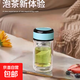 雙層玻璃杯隔熱防爆小號便攜旅行防燙家用迷你隨手杯簡(jiǎn)約加厚雙層 陽(yáng)光藍色蓋多彩杯 288ml 1只