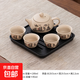 功夫茶具套裝提梁壺一壺四杯帶茶盤簡(jiǎn)約家用茶壺茶杯泡茶會(huì)客 粗陶西施壺（山水）1壺4杯+盤