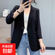 雪紡小西裝外套女韓版寬松休閑垂感小西服夏薄HMXZ334 黑色 L