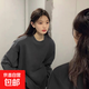 重磅美式復古圓領(lǐng)深灰色衛衣春秋款2025新款寬松純色套頭上衣SNRL 深灰色圓領(lǐng)衛衣 L 建議115-130斤