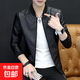 男士皮衣2025秋冬季新款皮夾克韓版修身帥氣質(zhì)潮流棒球領(lǐng)機(jī)車外套 黑色 3XL